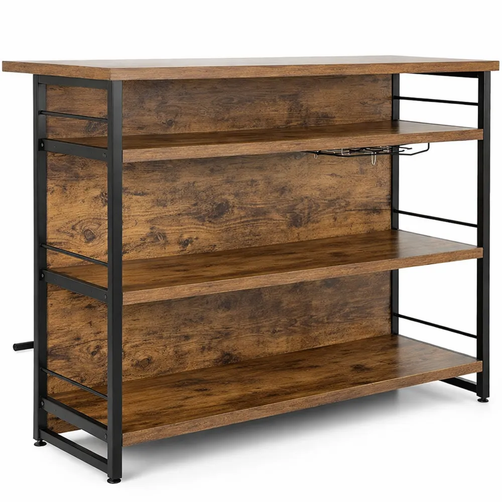 Freistehender Bartisch mit Weinregal und Gläserhalter