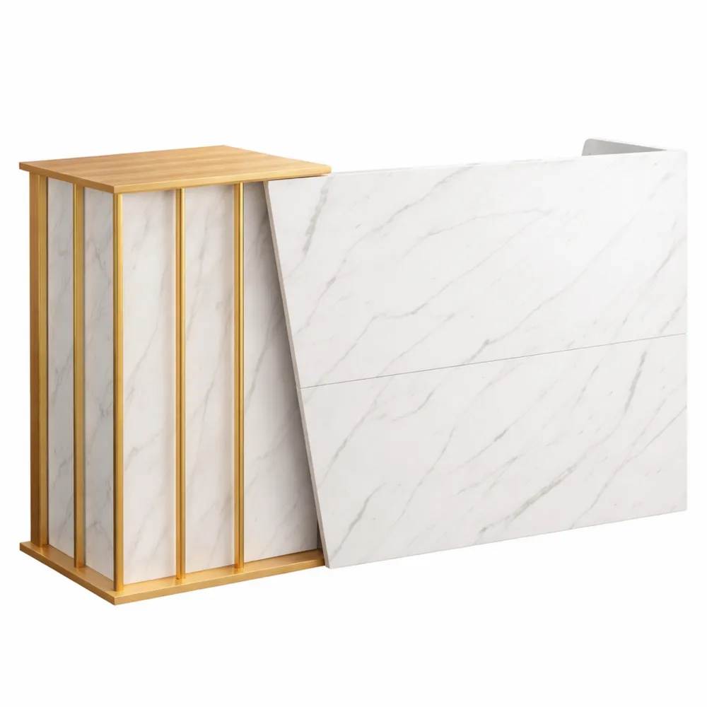 Moderne Empfangstheke in Marmoroptik für vielseitigen Einsatz