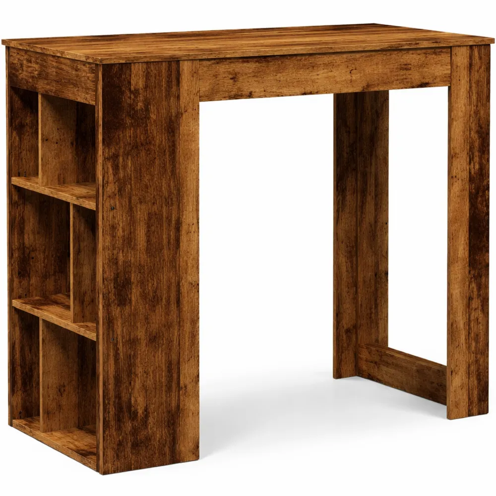 Multifunktionaler Bartisch mit Regal in Altholz-Optik