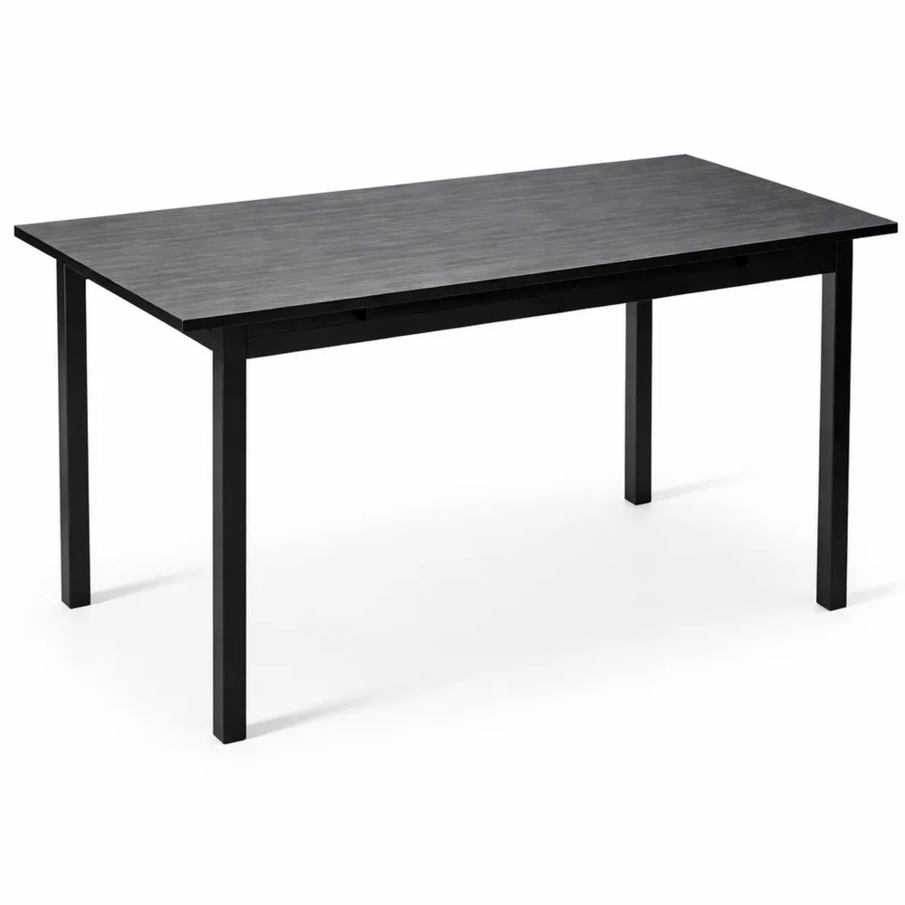 Ausziehbarer Esstisch für 4-6 Personen, Industrie-Design, Esszimmertisch mit Metallgestell, 120-160x80x75 cm, Schwarz