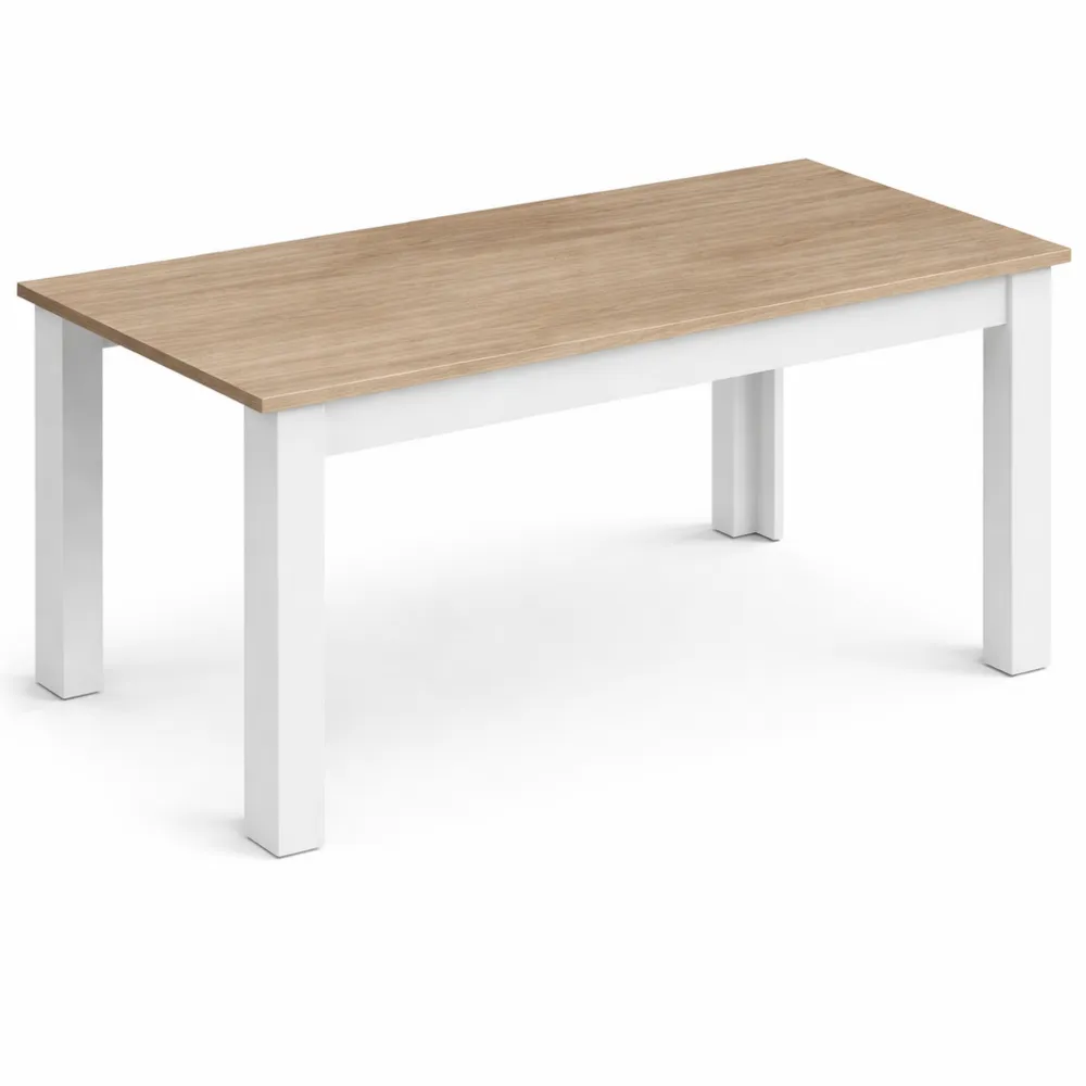 Ausziehbarer Esstisch für 6 Personen, weiß und Eiche, 140-190 x 78 x 90 cm