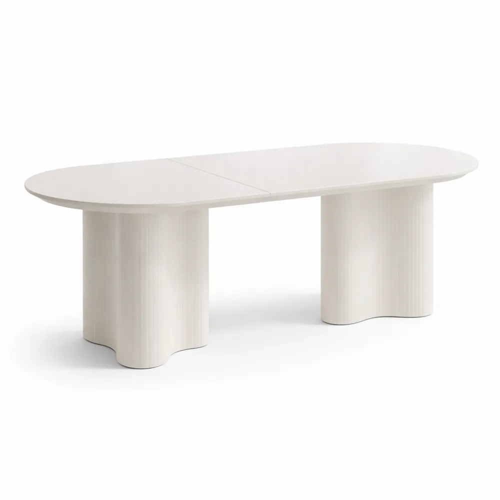 Moderner rechteckiger Esstisch für 4-8 Personen, weiß, 160 cm, abgerundete Ecken, ideal für Wohn- und Esszimmer
