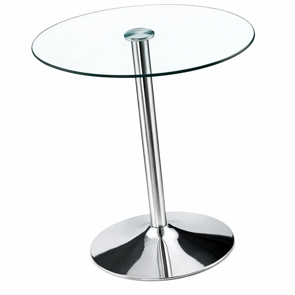 Moderner runder Esstisch aus Glas mit Metallbeinen, 85x85x76 cm, ideal für Wohn- und Esszimmer