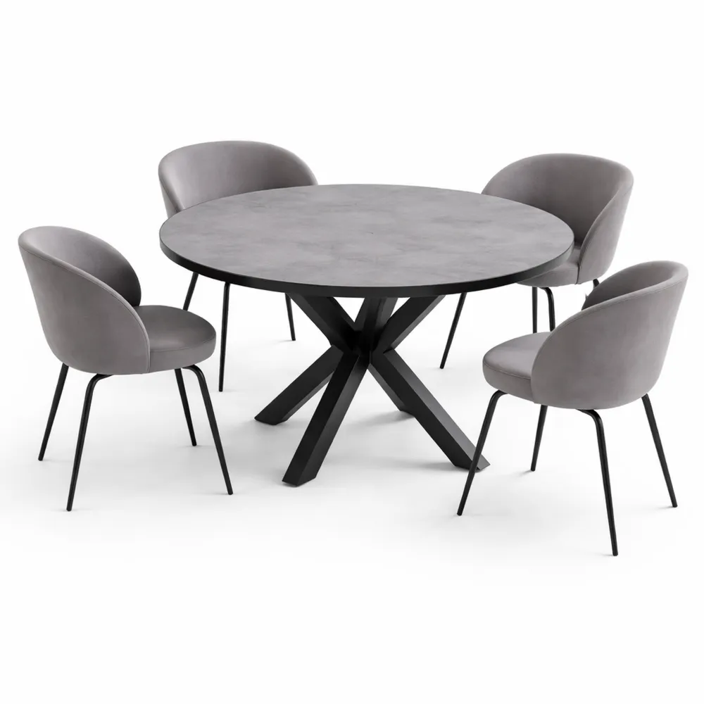 Runder Esstisch aus Graphit-Keramik, ausziehbar, 130x78 cm