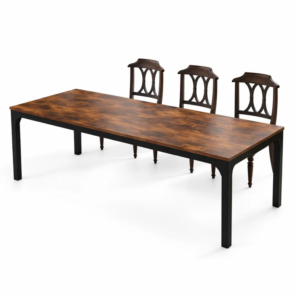 Rechteckiger Esstisch für 6-8 Personen, rustikales Design mit Metallbeinen, 200 x 70 x 75 cm