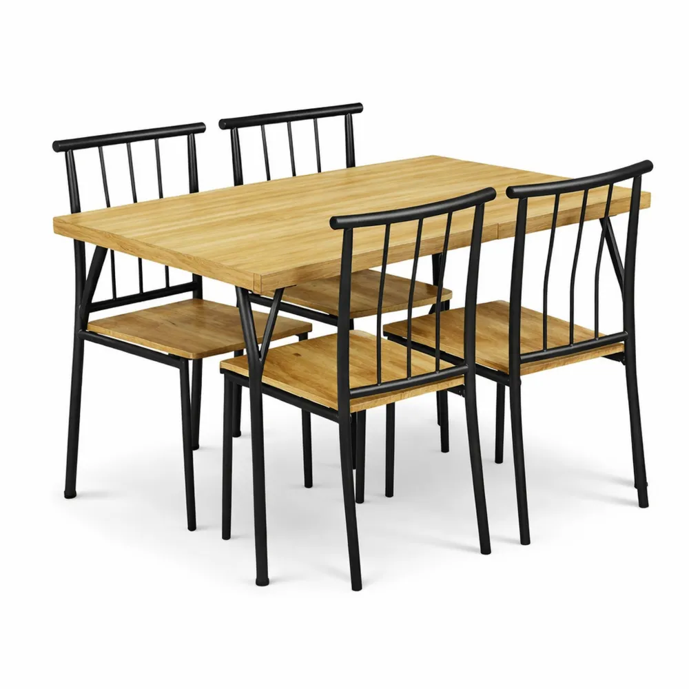 Rechteckiger Esstisch mit 4 Stühlen, 5-teiliges Set für Esszimmer