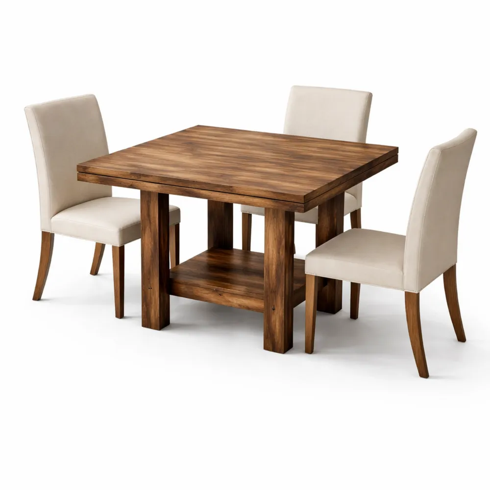 Kompakter Esstisch im industriellen Stil, 80 x 80 x 75 cm, Holzoptik, für kleine Räume