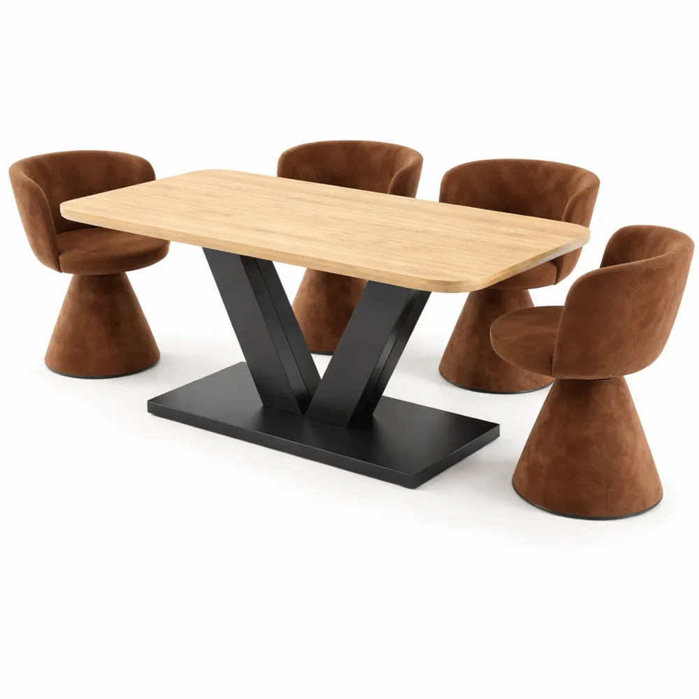 Moderner Ausziehbarer Esstisch in Anthrazit und Wildeiche - 150x76x90 cm