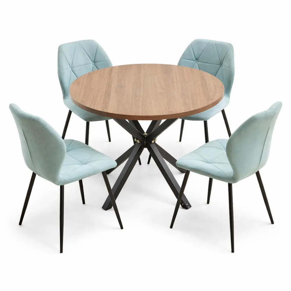Runder Esstisch mit 4 Stühlen, ideal für Esszimmer, Küche und Wohnzimmer