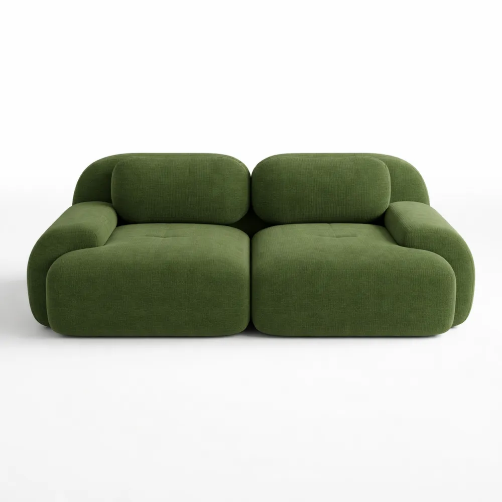 Flexibles 2-Sitzer-Sofa aus Cordstoff, ohne Montage, rutschfeste Basis, frei kombinierbar, für Wohnzimmer und Ruhezonen, 208x103x75cm, Grün