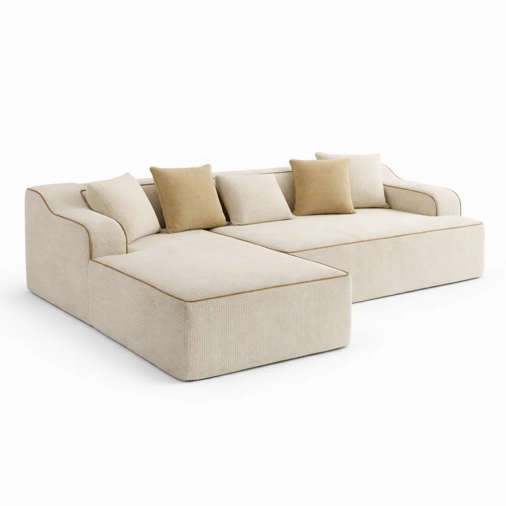 Ecksofa mit Schlaffunktion und Stauraum, 3-Sitzer, L-Form, Beige