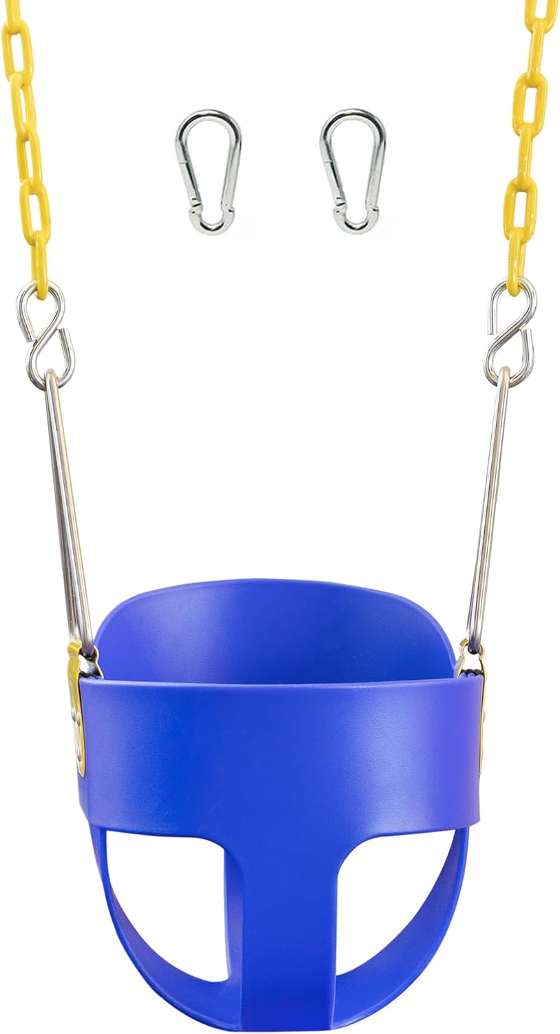 High Back Full Bucket Toddler Swing Seat with Plastic Coated Chains