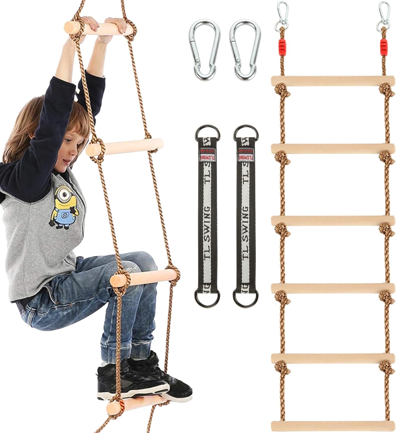 1 Pcs 6.5 Ft Climbing Rope Ladder for Kids