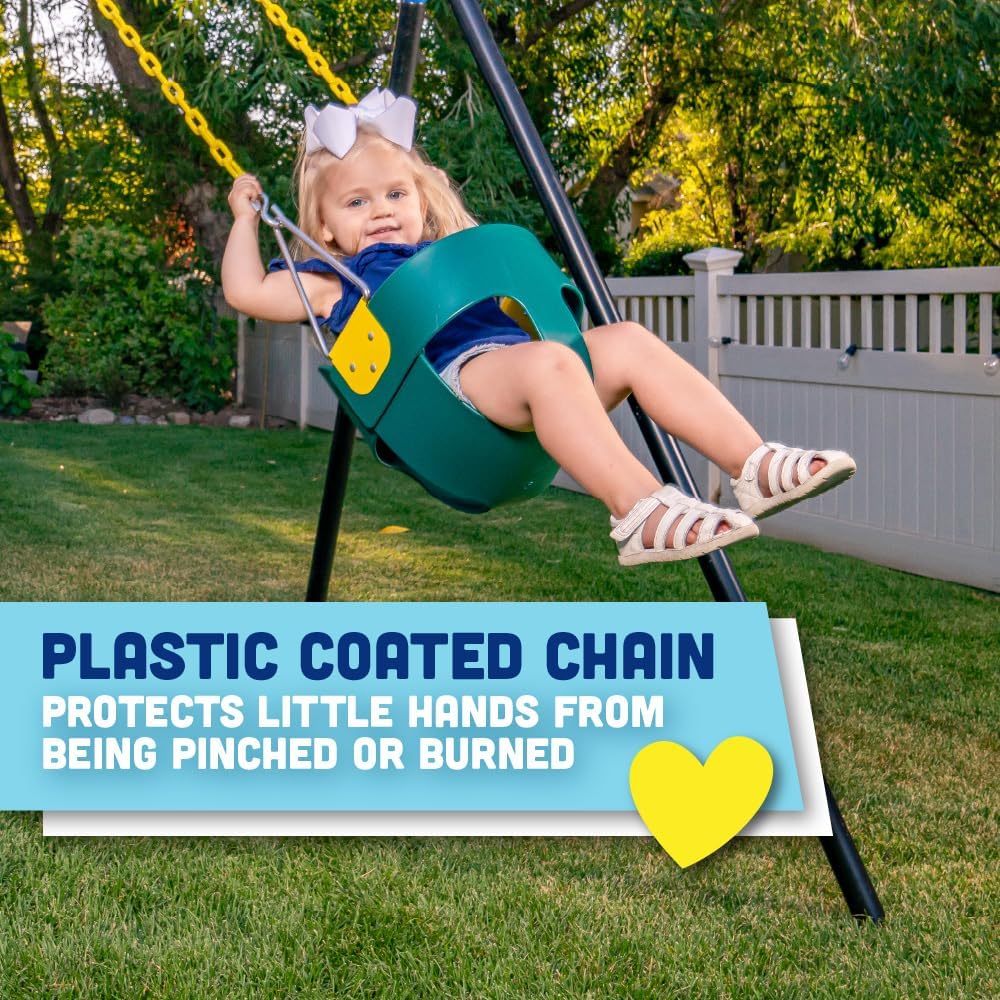 High Back Full Bucket Toddler Swing Seat with Plastic Coated Chains