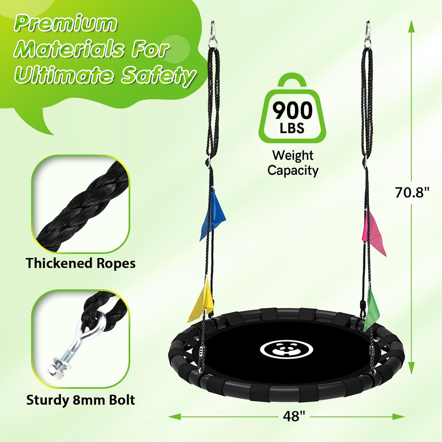 48 Inch Saucer Swing for Kids & Adults