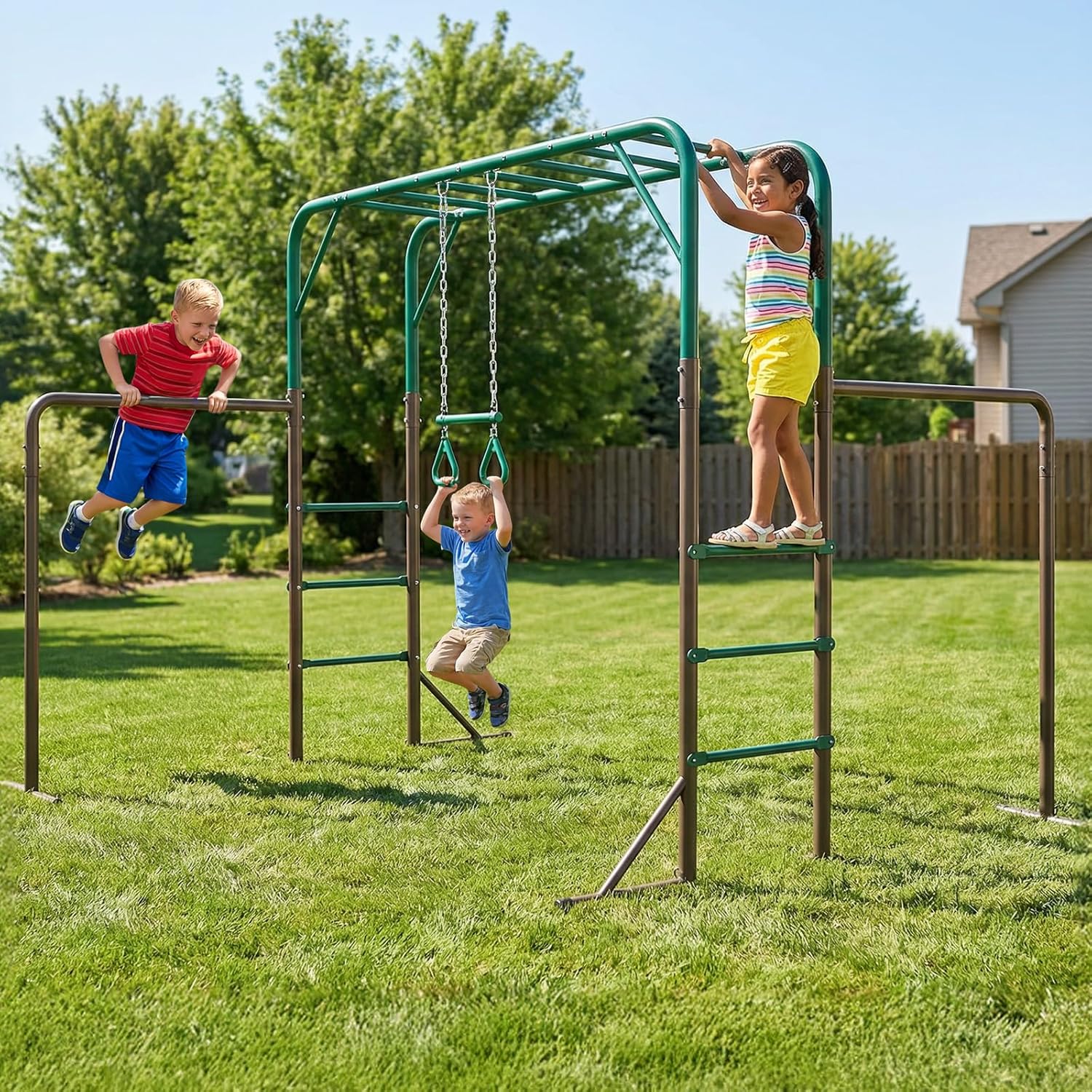 Monkey Bars with Gymnastics Bars and Trapeze Swing