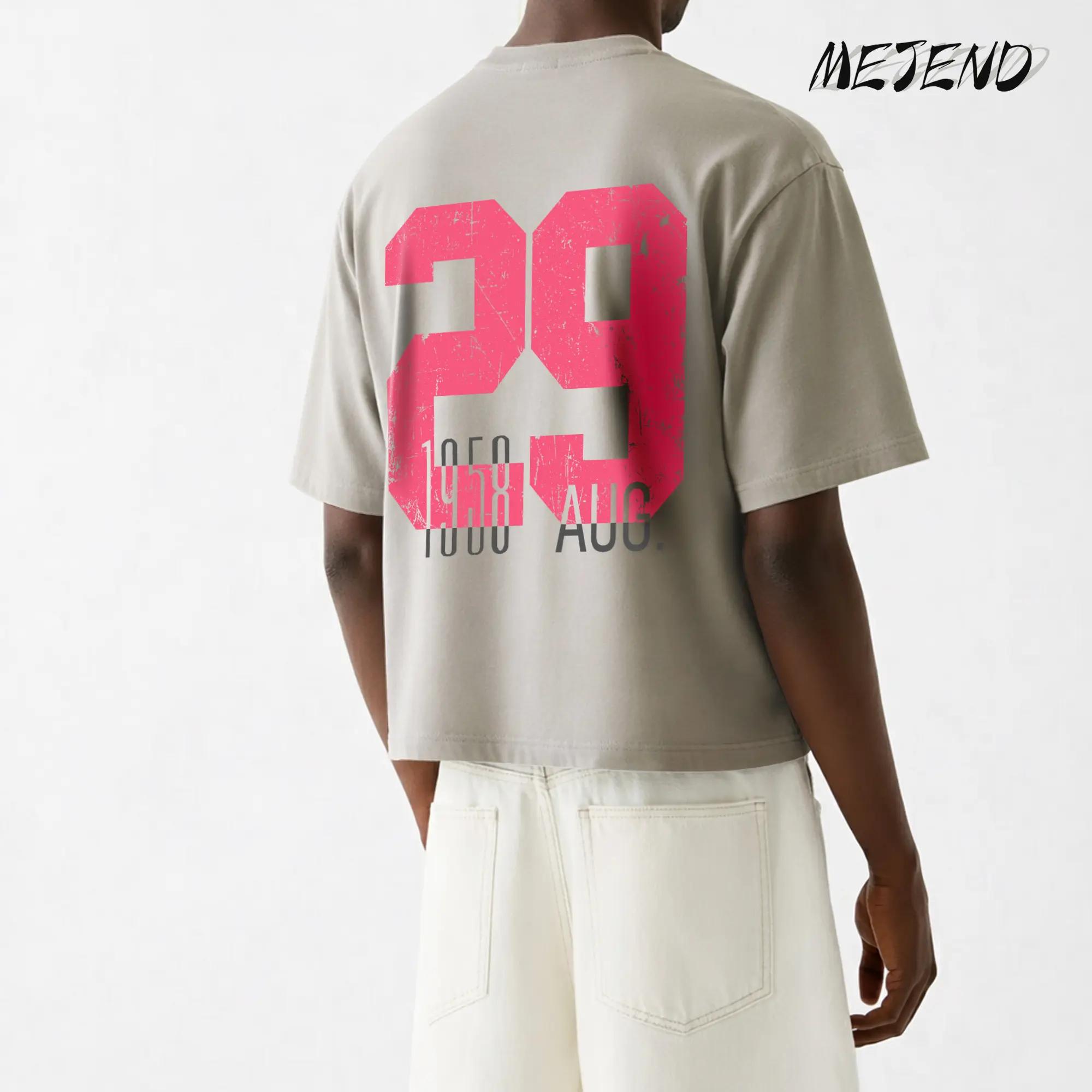 MeJend 12 oz Heavyweight Cotton Cropped Tee, Oversized Number Print T Shirt