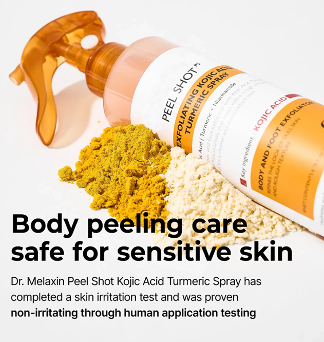 Peel Shot Keratin Care Kojic Acid Turmeric Spray 200ml Pore Clearing Exfoliating Formula Skin Repair Scrub