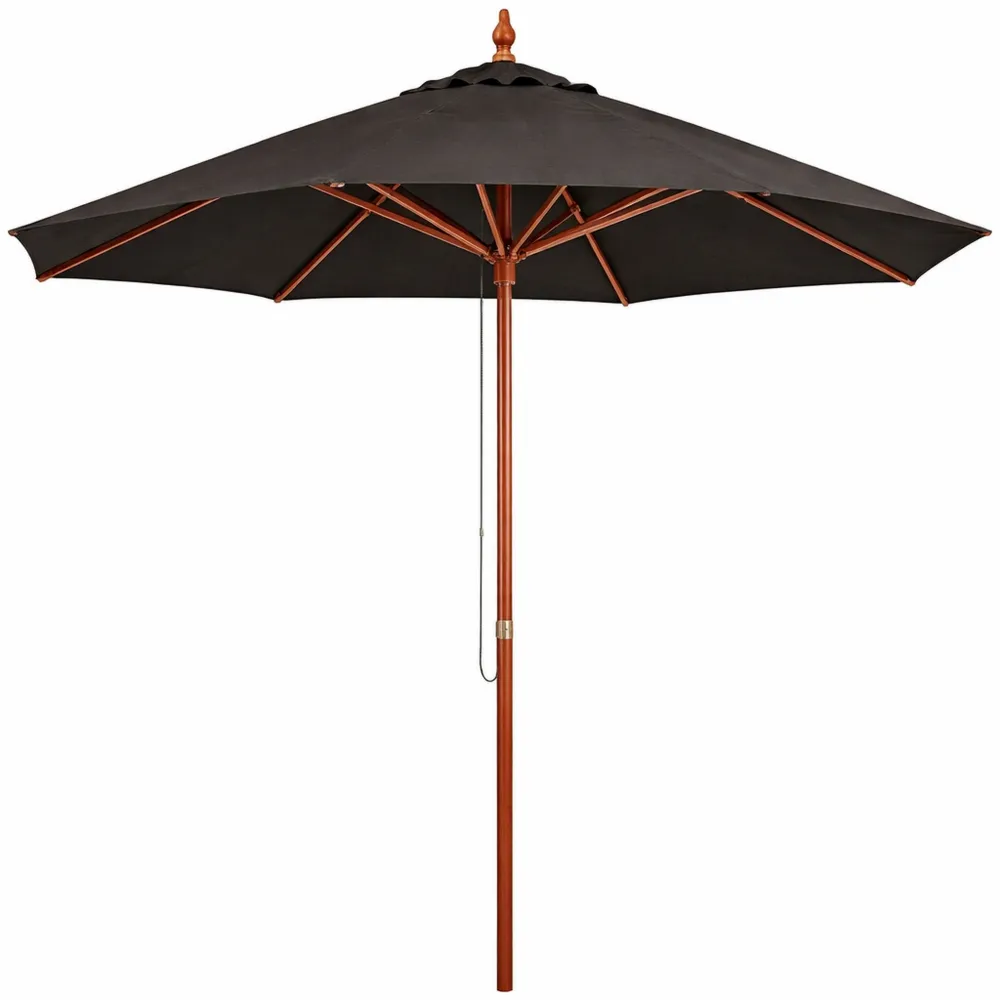 Gartenschirm im klassischen Design, Ø 3m, Holzstange, Anthrazit