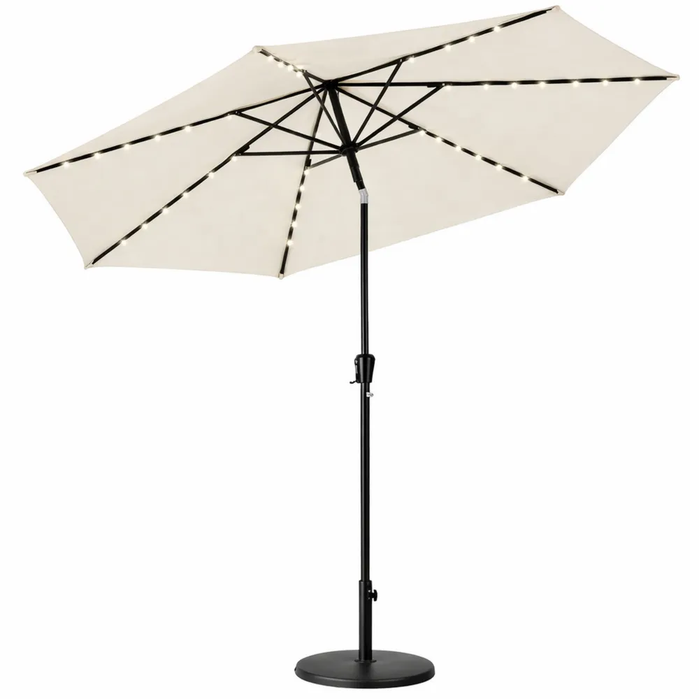 UV-Schutz Gartenschirm 300 cm mit LED und Solarfunktion, knickbar, für Terrasse