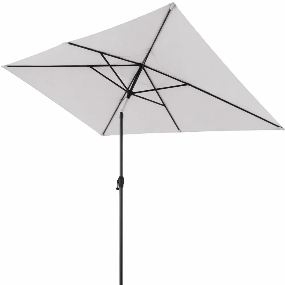 Rechteckiger Garten-Sonnenschirm 300x200cm in Hellgrau, Kippbarer Schirm für Balkon & Terrasse