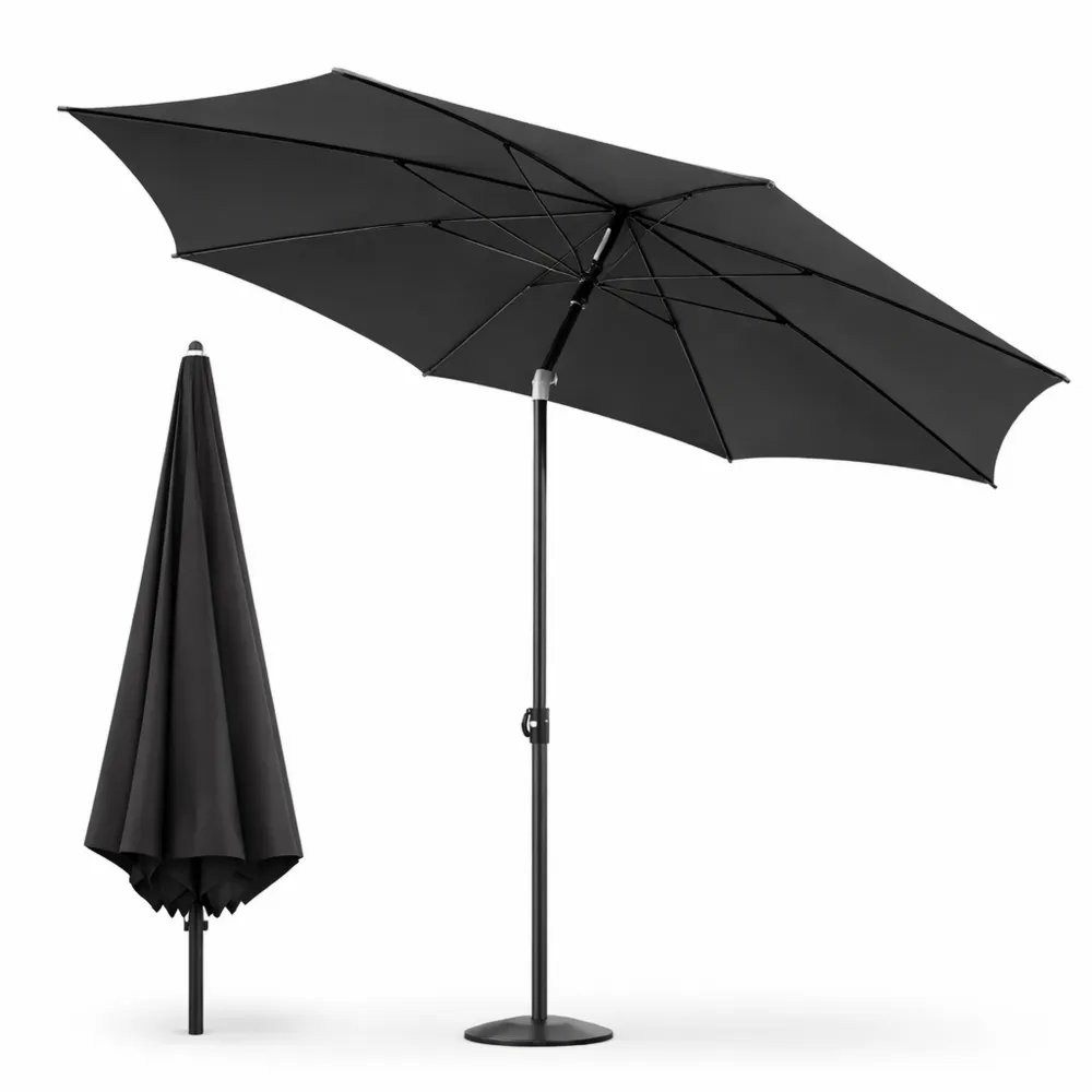 Gartensonnenschirm 200cm Dunkelgrau - Runder Schirm für Balkon & Terrasse - Aus recyceltem Polyestergewebe