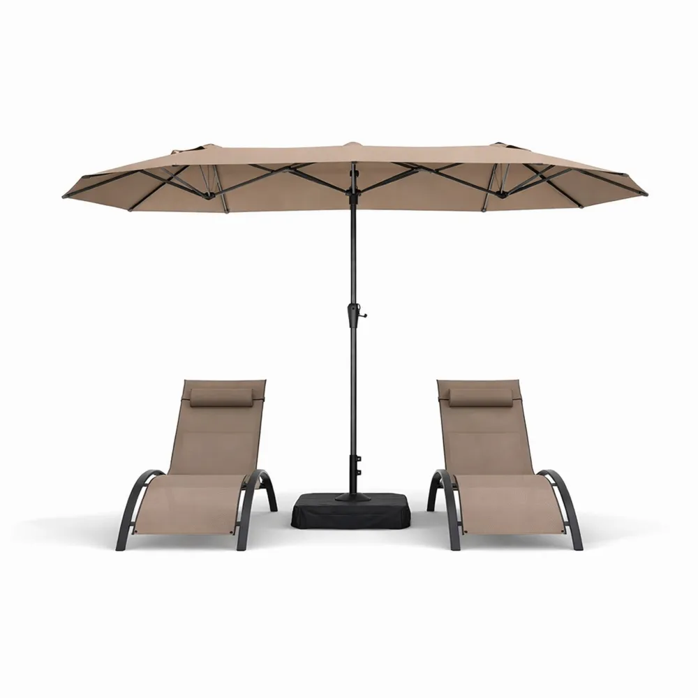 Rechteckiger XXL-Sonnenschirm 400x200 cm mit Kurbel für Terrasse und Garten, UV-Schutz, Stahlgestell, Taupe