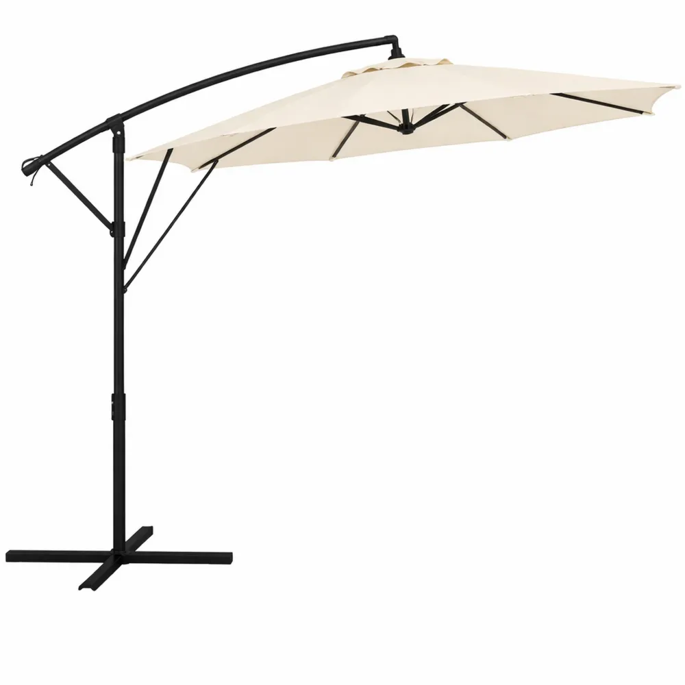 Runder Ampelschirm 300 cm mit 360° Drehfunktion, UV50+ Schutz & wasserabweisend, Terrassen- und Gartenschirm