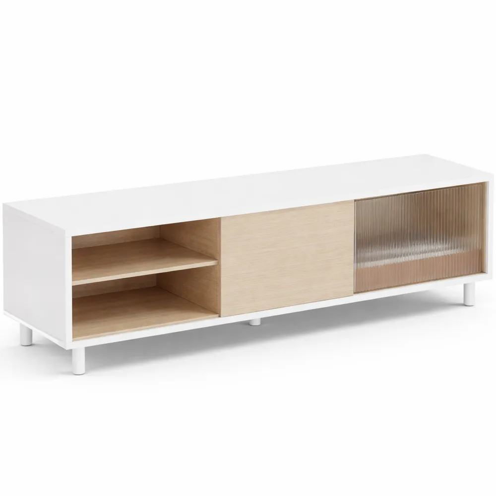 TV-Schrank Lowboard, werkzeuglose Montage, modernes Design, geeignet für Fernseher bis 60 Zoll