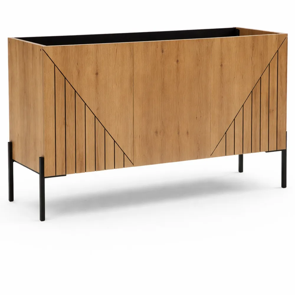 Elegantes Sideboard mit Eichedekor und schwarzen Akzenten, 122x81x40 cm