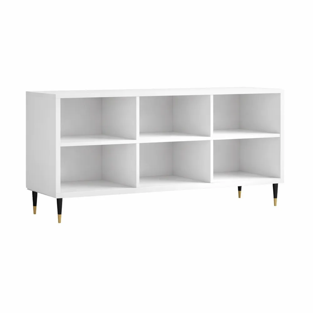 Moderner Fernsehtisch mit Stauraum und Eisenbeinen