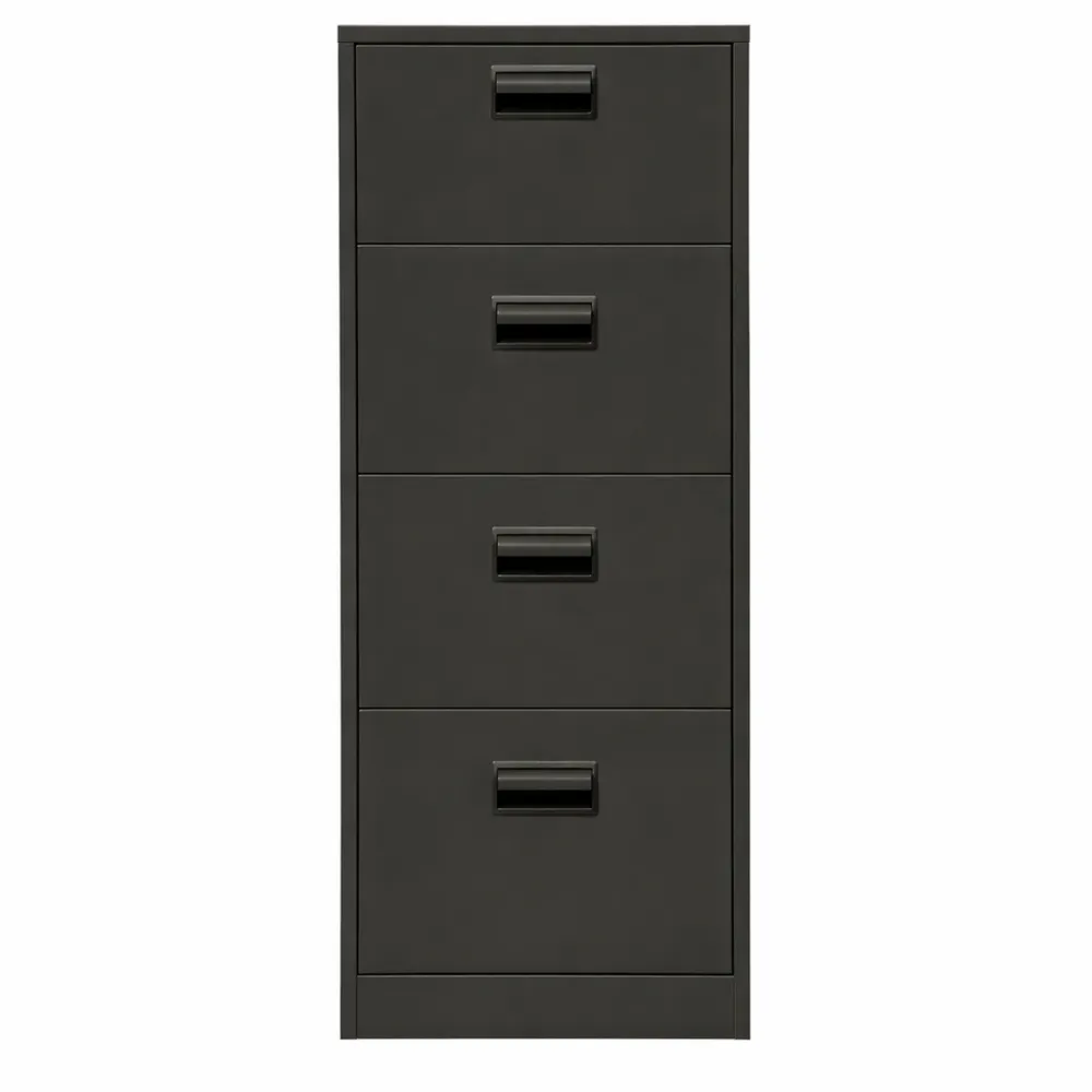 Cassettiera Ufficio Metallo con Serratura, 4 Cassetti, Colore Antracite, 46x62x133 cm