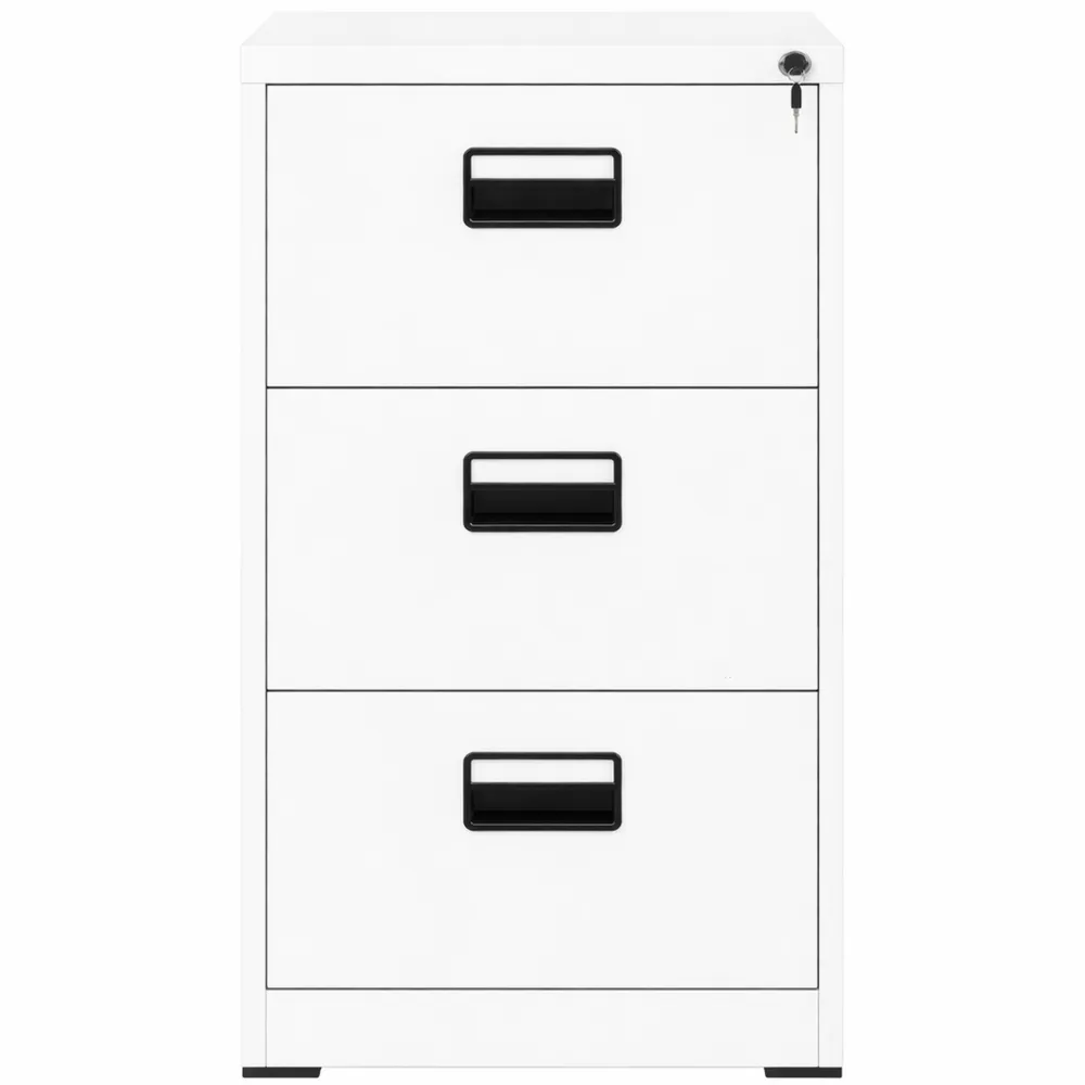 Armadio per Ufficio con 3 Cassetti in Metallo Bianco