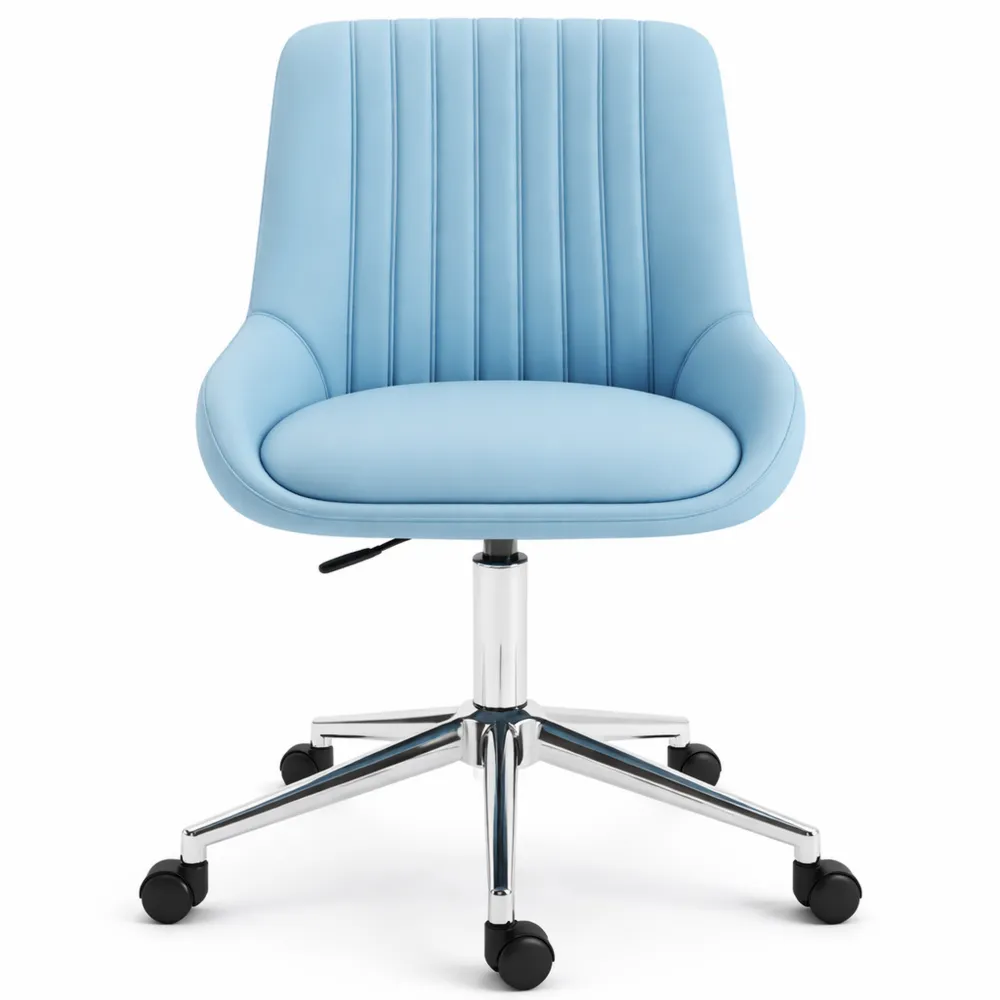 Sedia Ergonomica Senza Braccioli in Pelle PU, Girevole e Regolabile