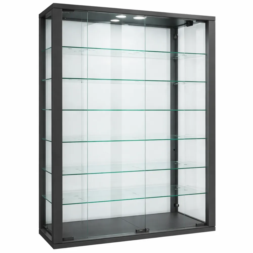 Vetrina Sospesa da Parete in Vetro con Specchio