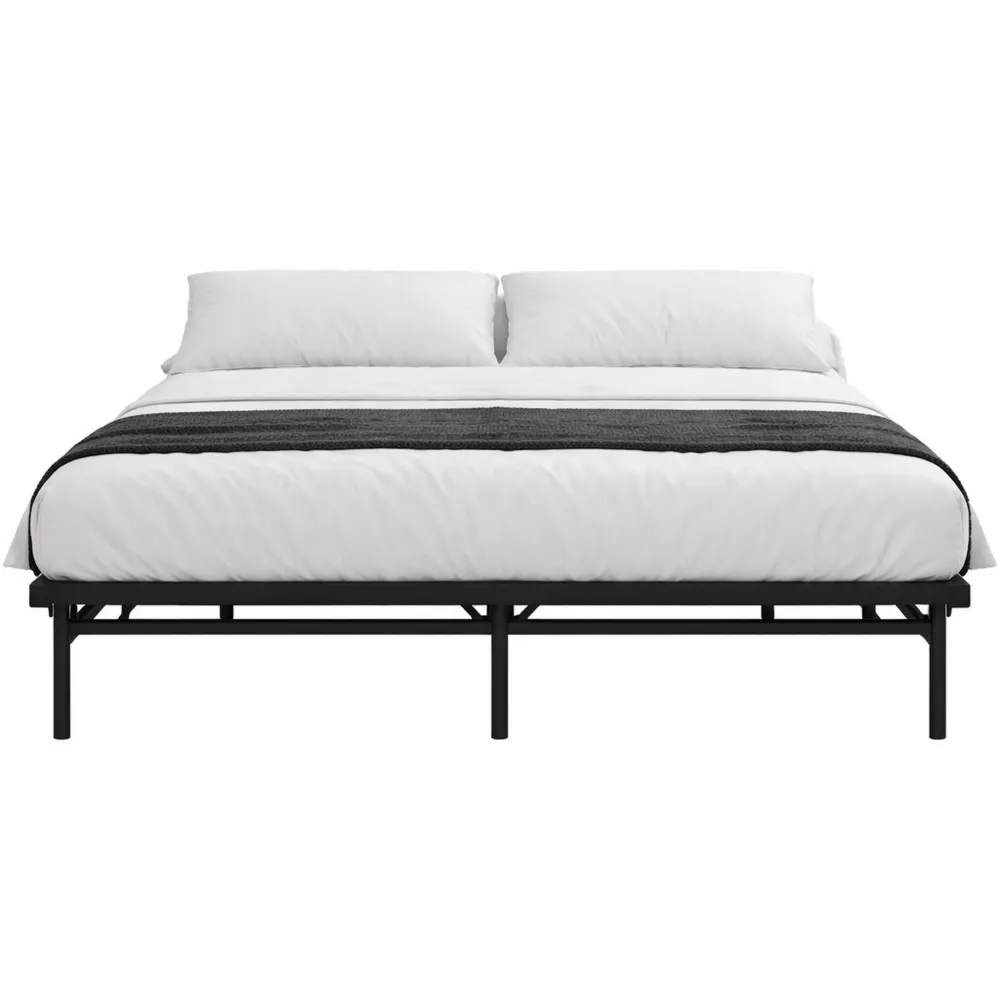 Struttura Letto Singolo con Doghe in Metallo 80x190 cm, Altezza 36 cm, Facile Montaggio, Colore Nero