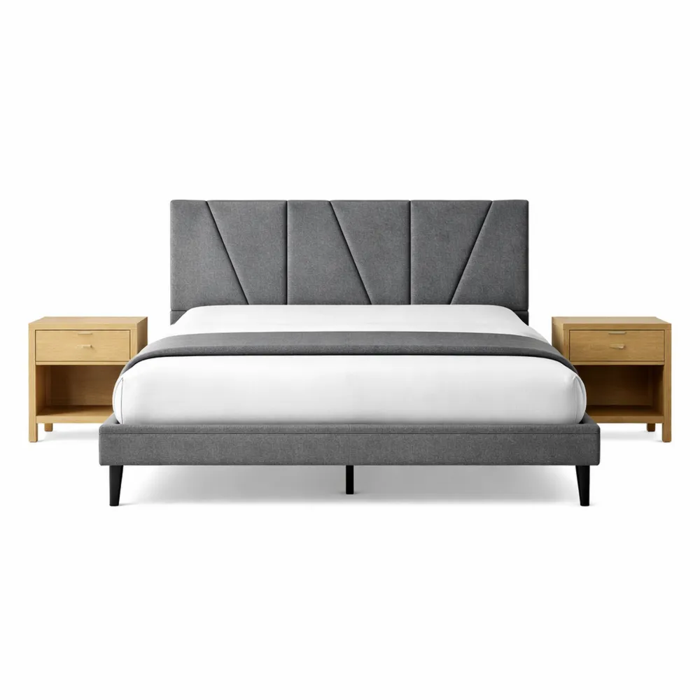 Letto Matrimoniale con Testiera Regolabile e Doghe in Legno Silenziose (200x160cm)