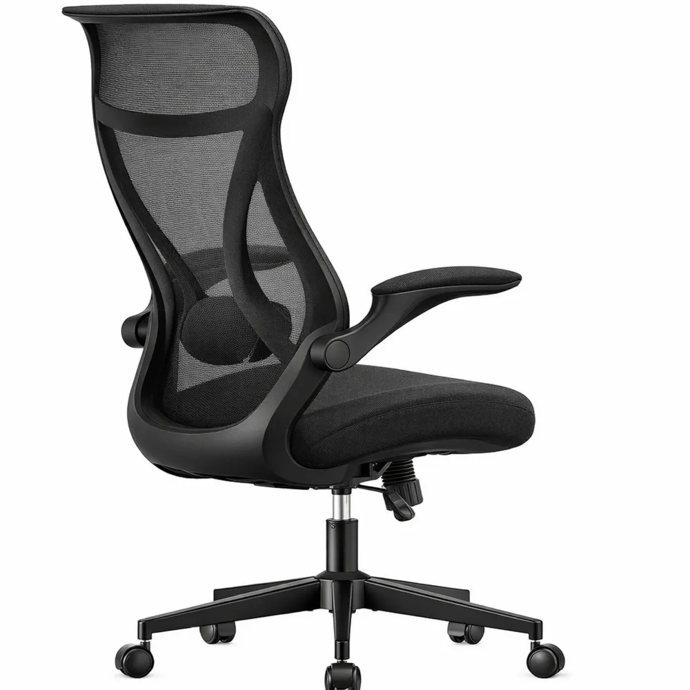 Ergonomischer Bürostuhl mit verstellbarer Rückenlehne und klappbaren Armlehnen, bis 150 kg