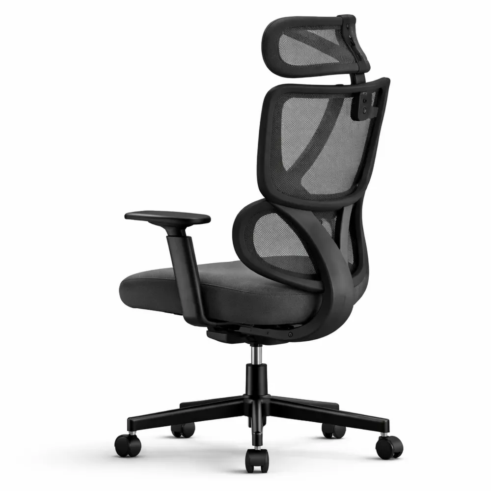 Ergonomischer Drehstuhl mit Lendenwirbelstütze und verstellbarer Kopfstütze