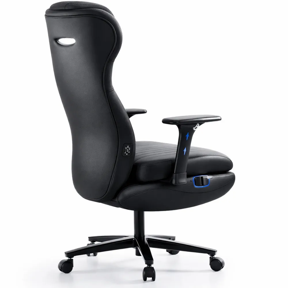 Ergonomischer Bürostuhl mit Massagefunktion und verstellbarer Fußstütze, Komfortabler Schreibtischstuhl mit Heizung, Schwarz