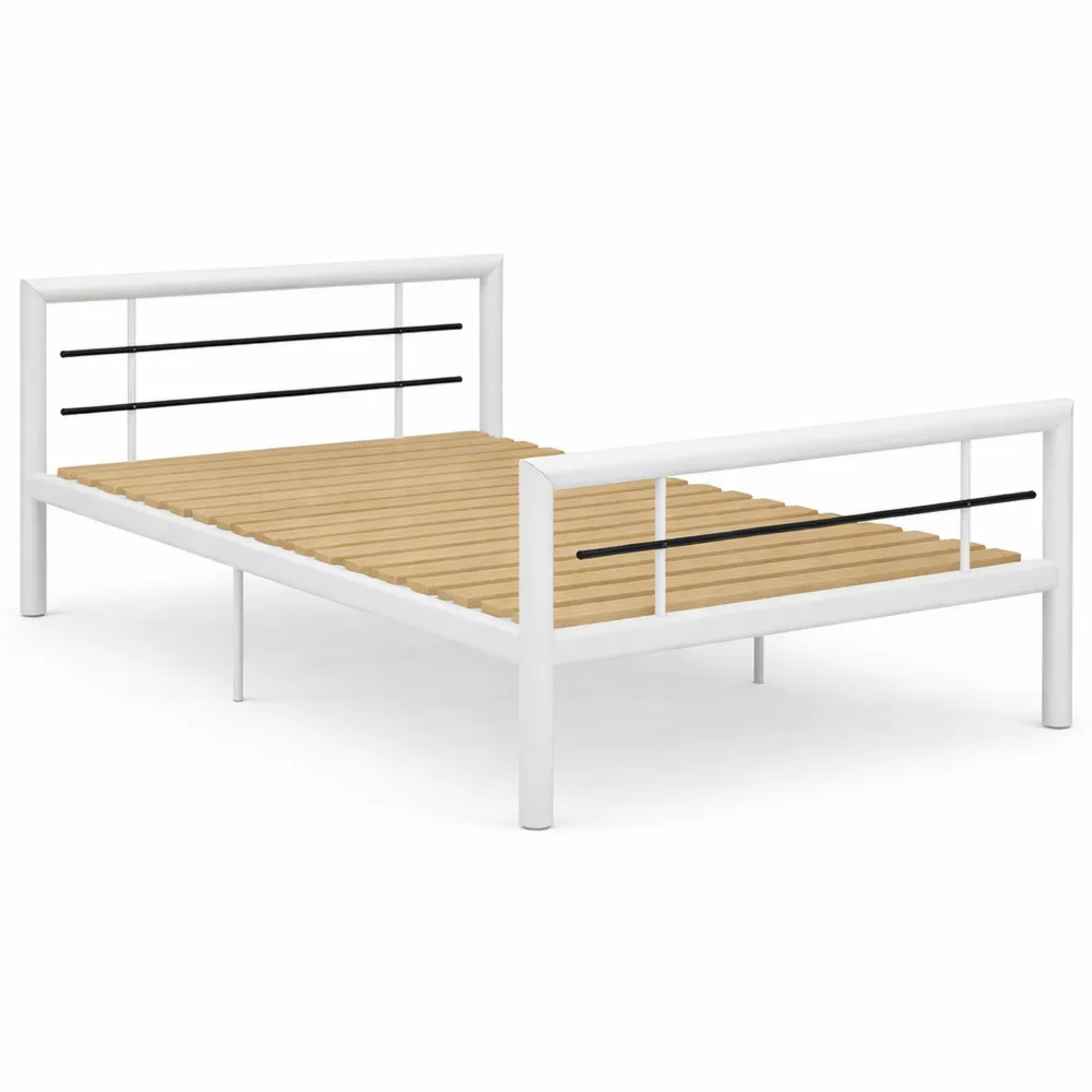 Metallbett mit Lattenrost in Weiß und Schwarz, 100x200cm
