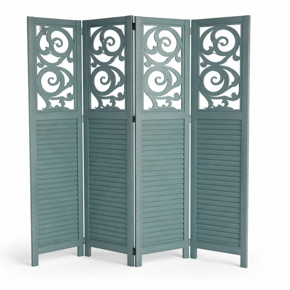 Dekorativer Raumteiler mit Ornamenten, grün, 170x160cm