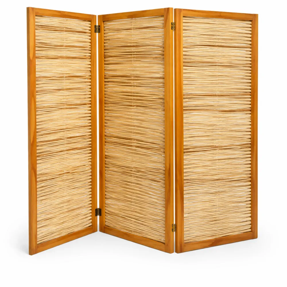 3-teiliger klappbarer Sichtschutz aus Haselnuss für Terrasse und Garten