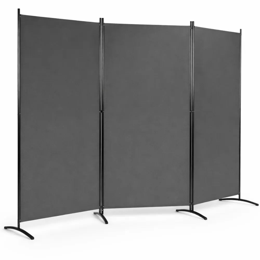3-teiliger Raumteiler 260 x 183cm, Klappbare Trennwand aus Metall und Polyester, Sichtschutz für Zuhause und Büro
