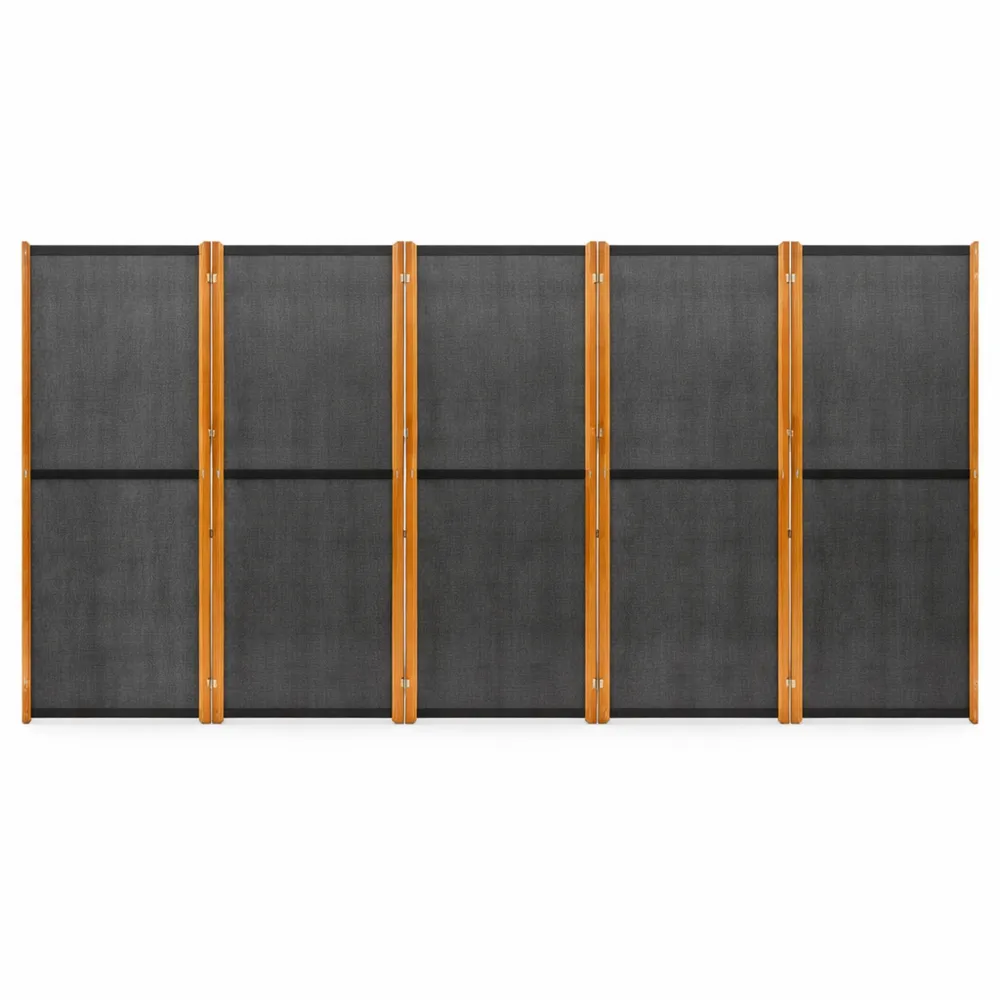 6-teilige Faltwand Raumtrenner Holz Schwarz 420x180 cm