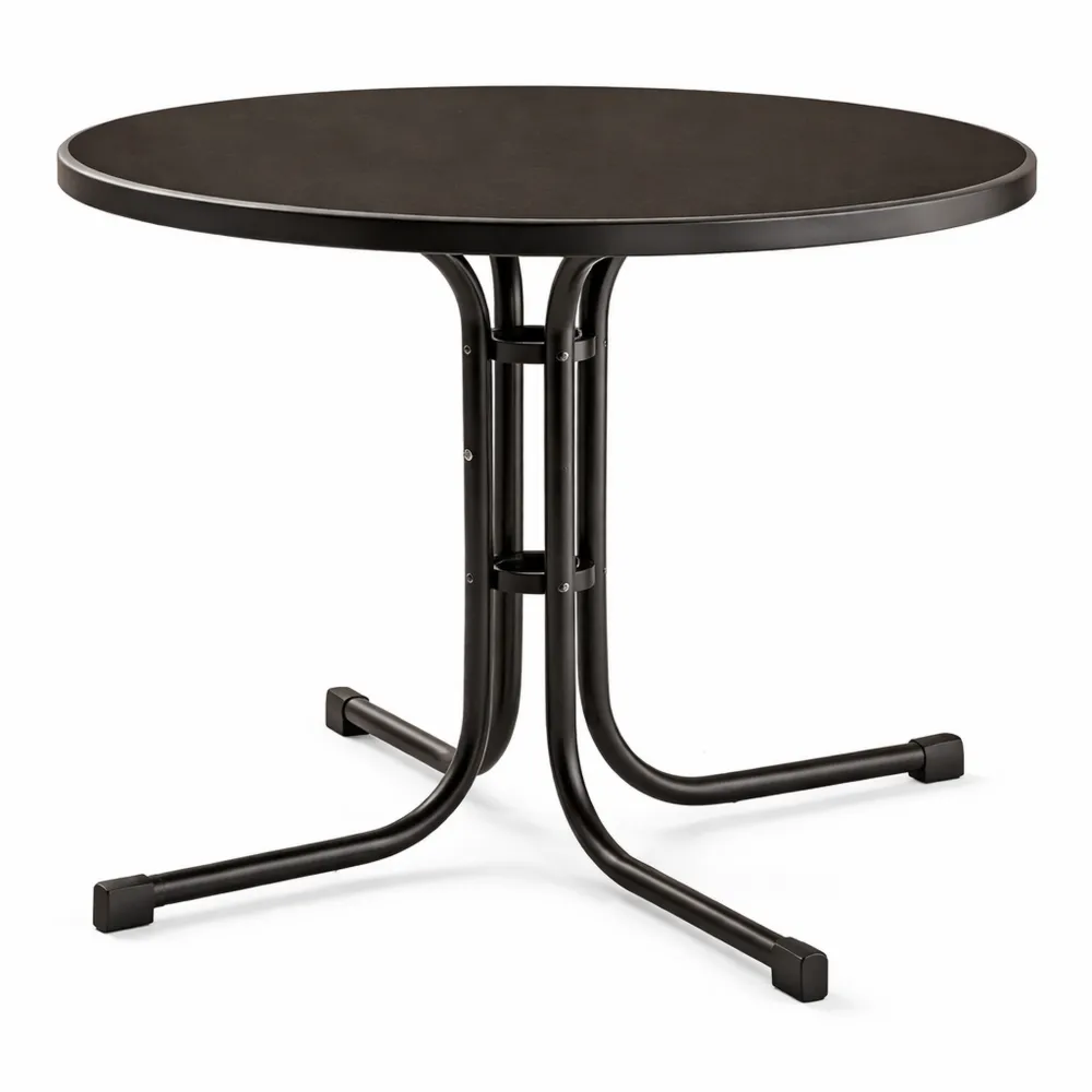 Runder Klapptisch mit Schieferdekor, eisengrau