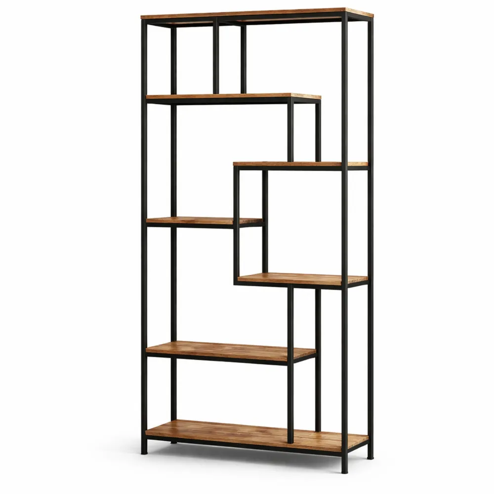 Freistehendes Bücherregal im Industriestil, 5 Ebenen, für Wohnzimmer und Büro, 98 x 30 x 180 cm, Retro-Design