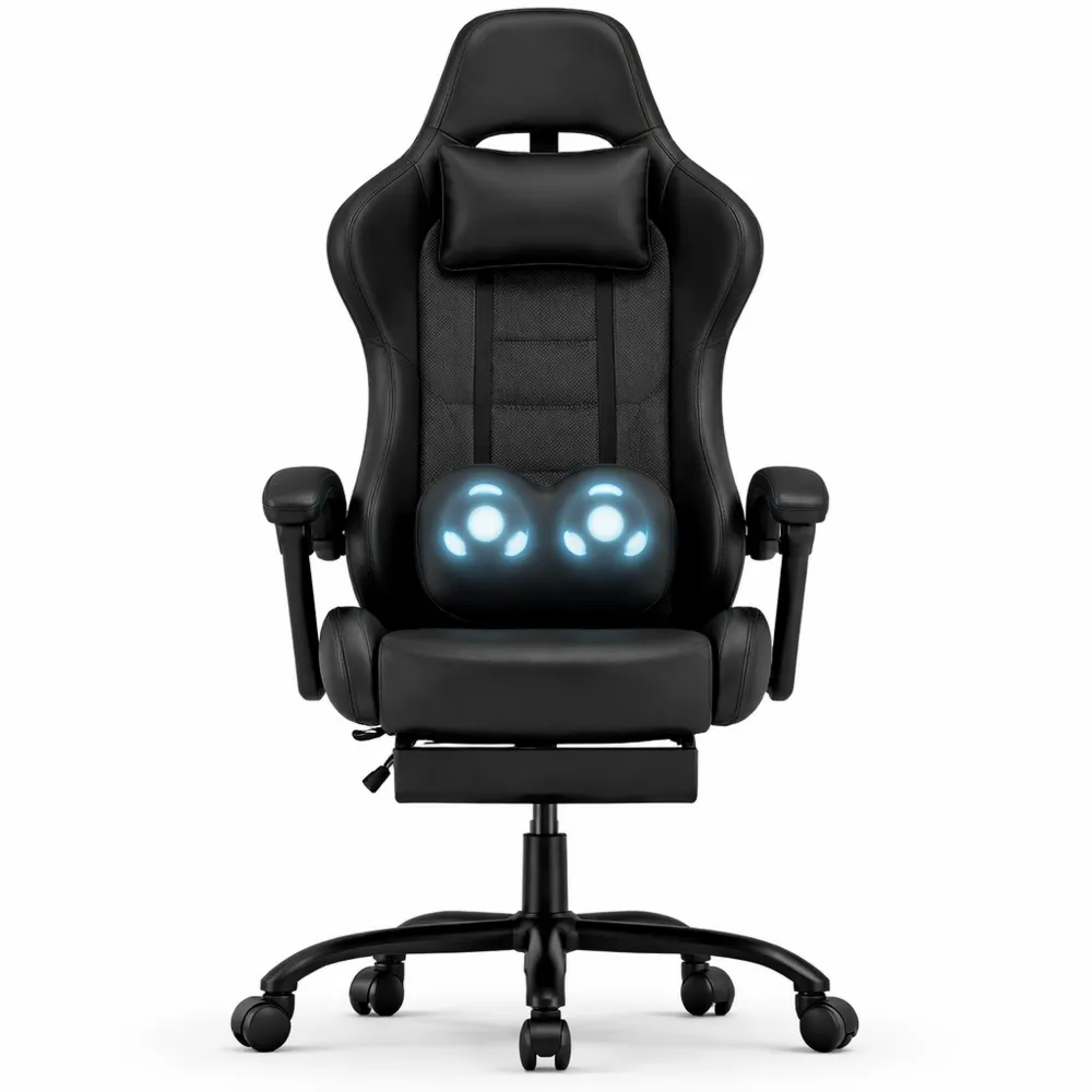 Chaise Ergonomique avec Massage et Repose-Pieds Inclinable