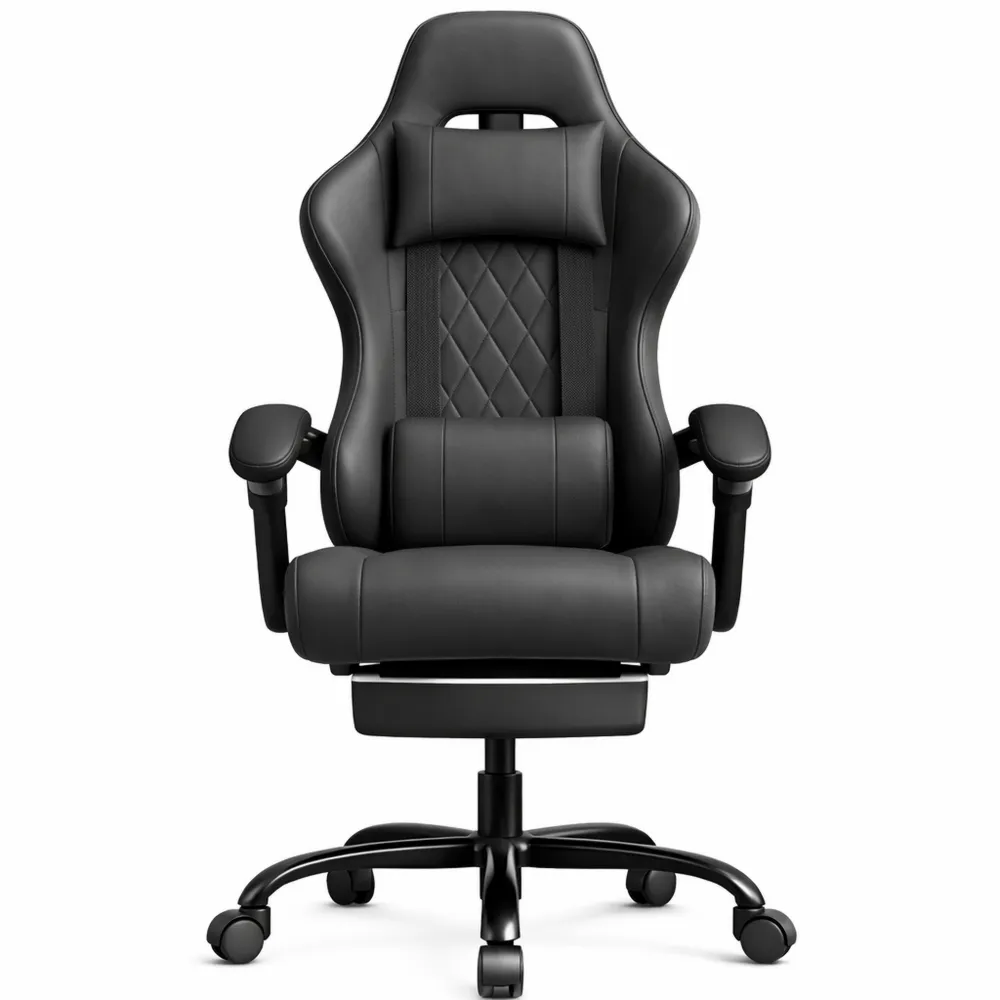 Fauteuil de Jeu Ergonomique avec Fonction de Massage et Repose-Pieds, Charge Maximale 150 kg