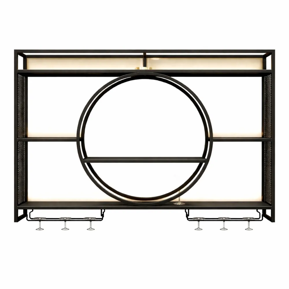 Étagère Murale pour Vin et Verres en Métal Moderne